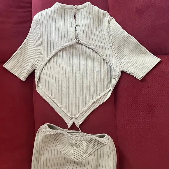 Maniere De Voir Cream Halter Jumpsuit with Cut-Out Details - Picture 5 of 6